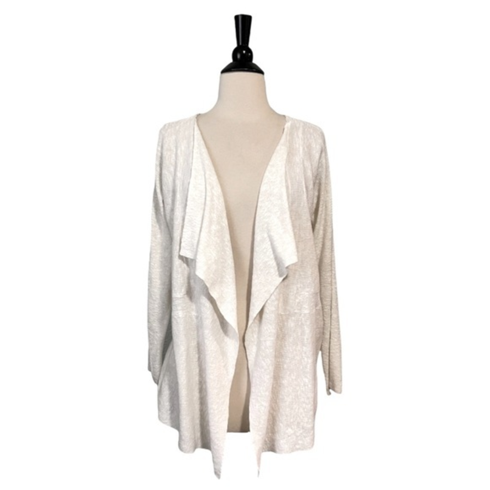 Eileen Fisher Linen/Cotton Ribbed Open Cardigan Small